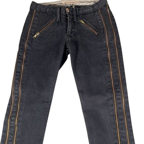 TWENTY8TWELVE by S. Miller Moto Zip Jeans  24 Black Skinny Gold Hardware - Picture 5 of 12